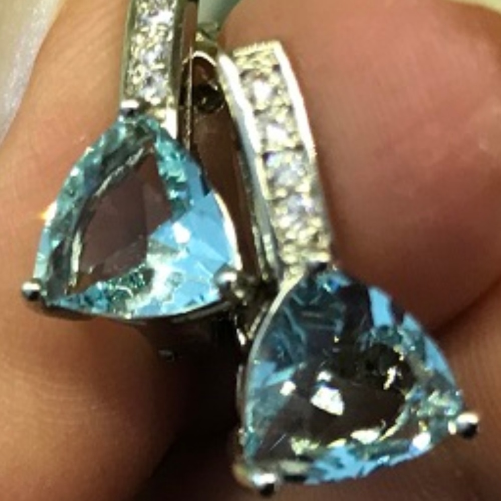 Light blue stone and Cubic Zirconia earrings
